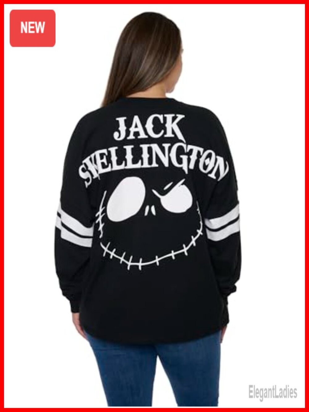 Officially Licensed Disney Oversized Long Sleeve Jersey Jack Skellington